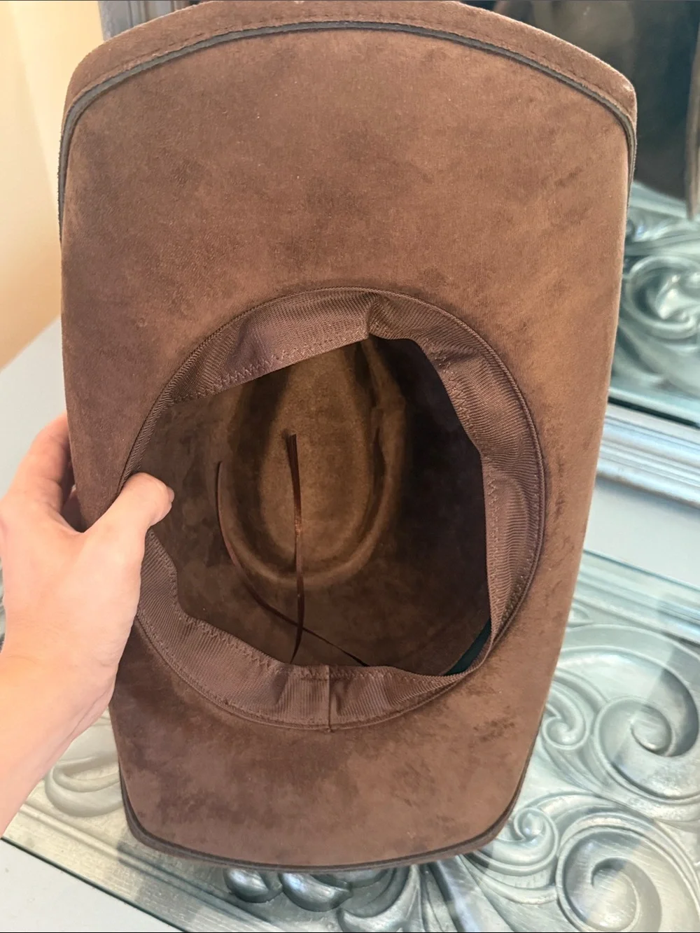 Cattleman Style Brown Faux Suede Velvety Cowboy Hat Western Accessory